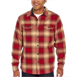 Orvis heavyweight Flannel Men’s Shirt Jacket Red/Tan Size XL.